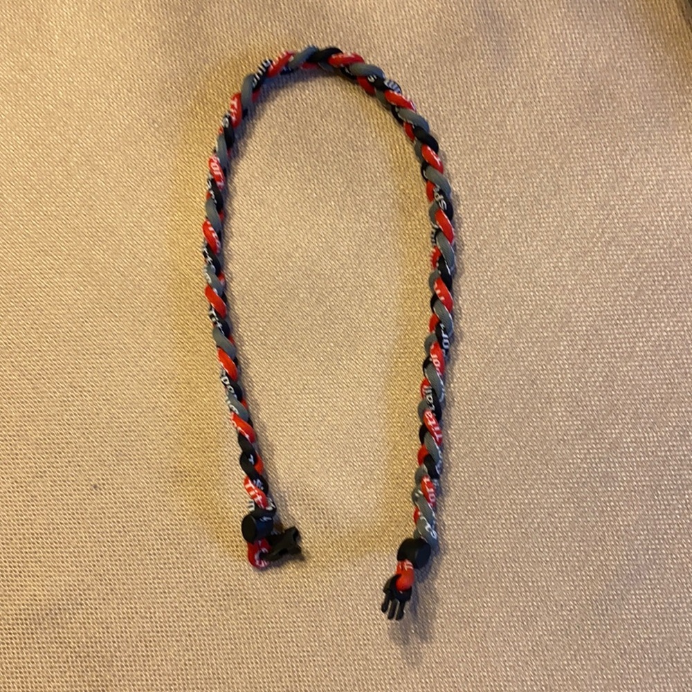 Red black and grey twisted sports necklace